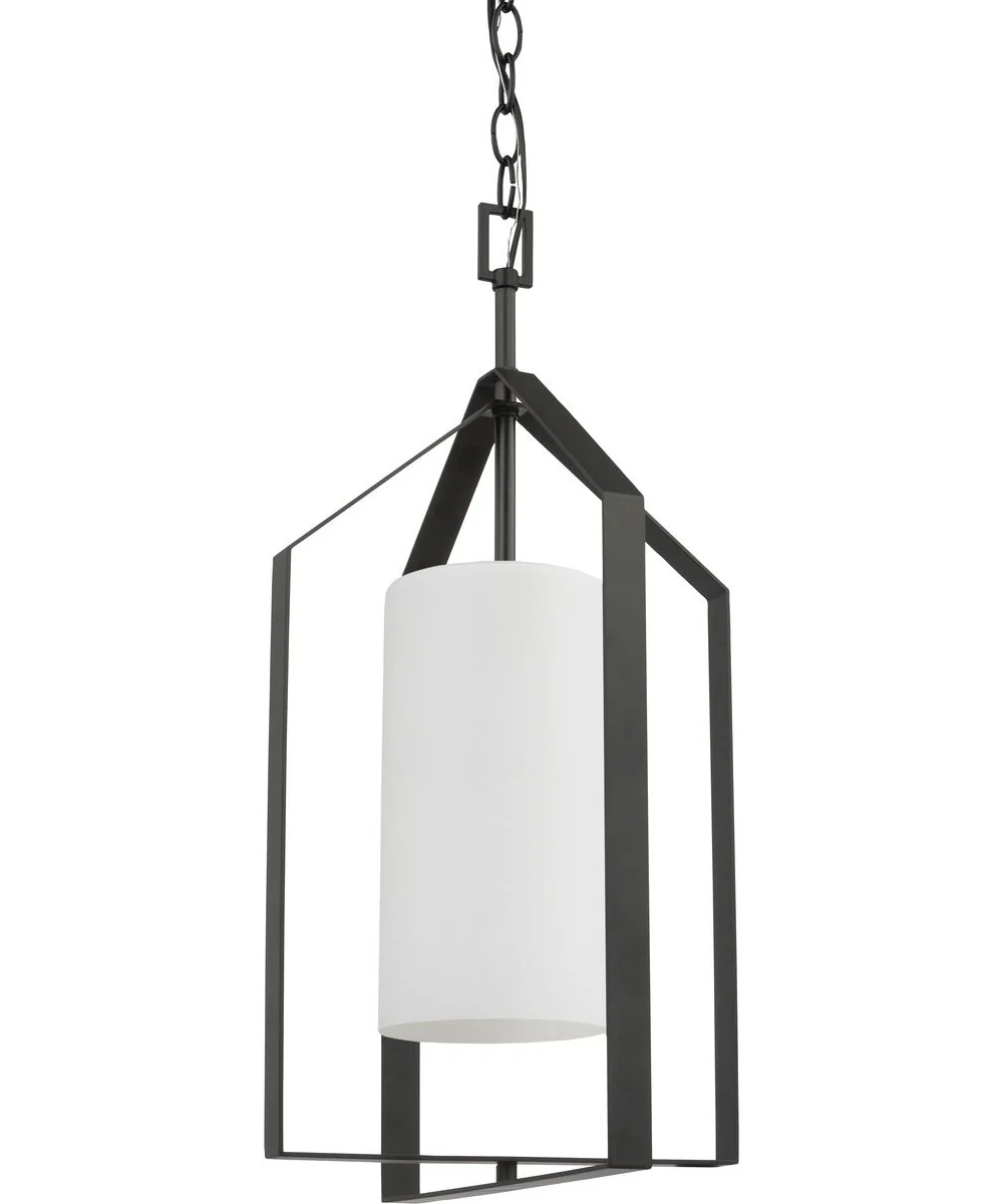 Vertex 1-Light Etched White Foyer Light Matte Black - Image 9