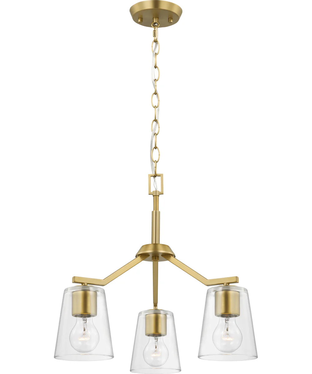 Vertex 3-Light Clear Glass Convertible Chandelier Brushed Gold - Image 3