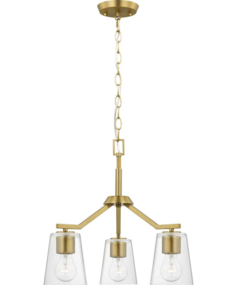 Vertex 3-Light Clear Glass Convertible Chandelier Brushed Gold - Image 5