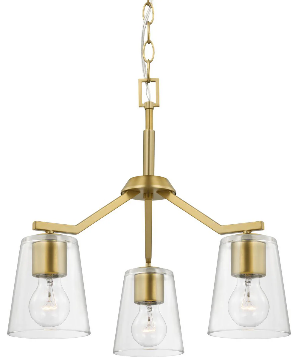 Vertex 3-Light Clear Glass Convertible Chandelier Brushed Gold - Image 9
