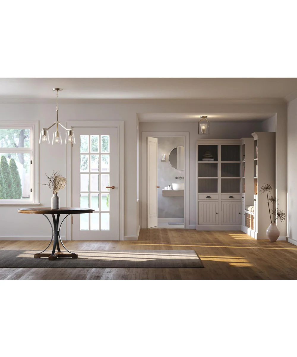 Vertex 3-Light Clear Glass Convertible Chandelier Brushed Nickel - Image 2