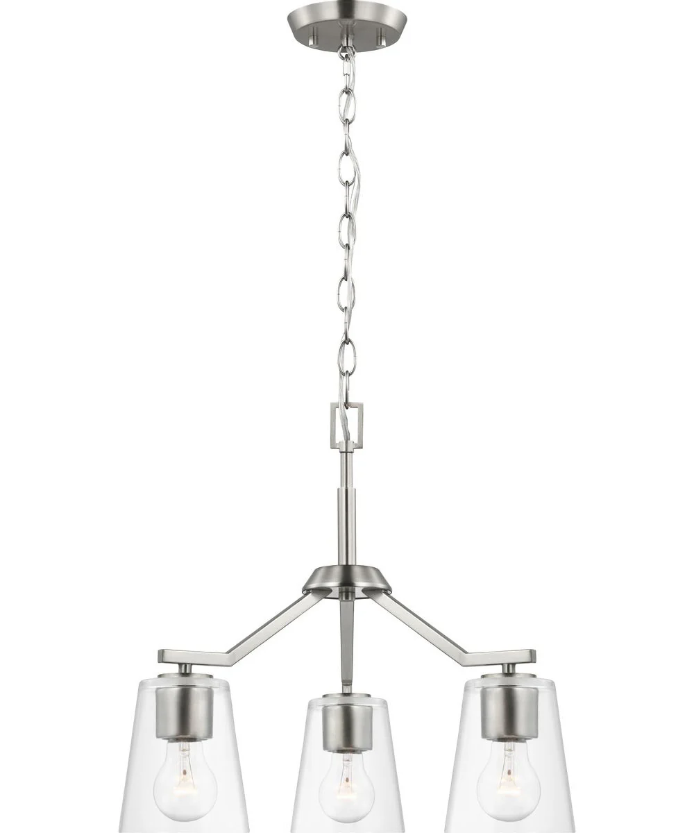 Vertex 3-Light Clear Glass Convertible Chandelier Brushed Nickel - Image 5