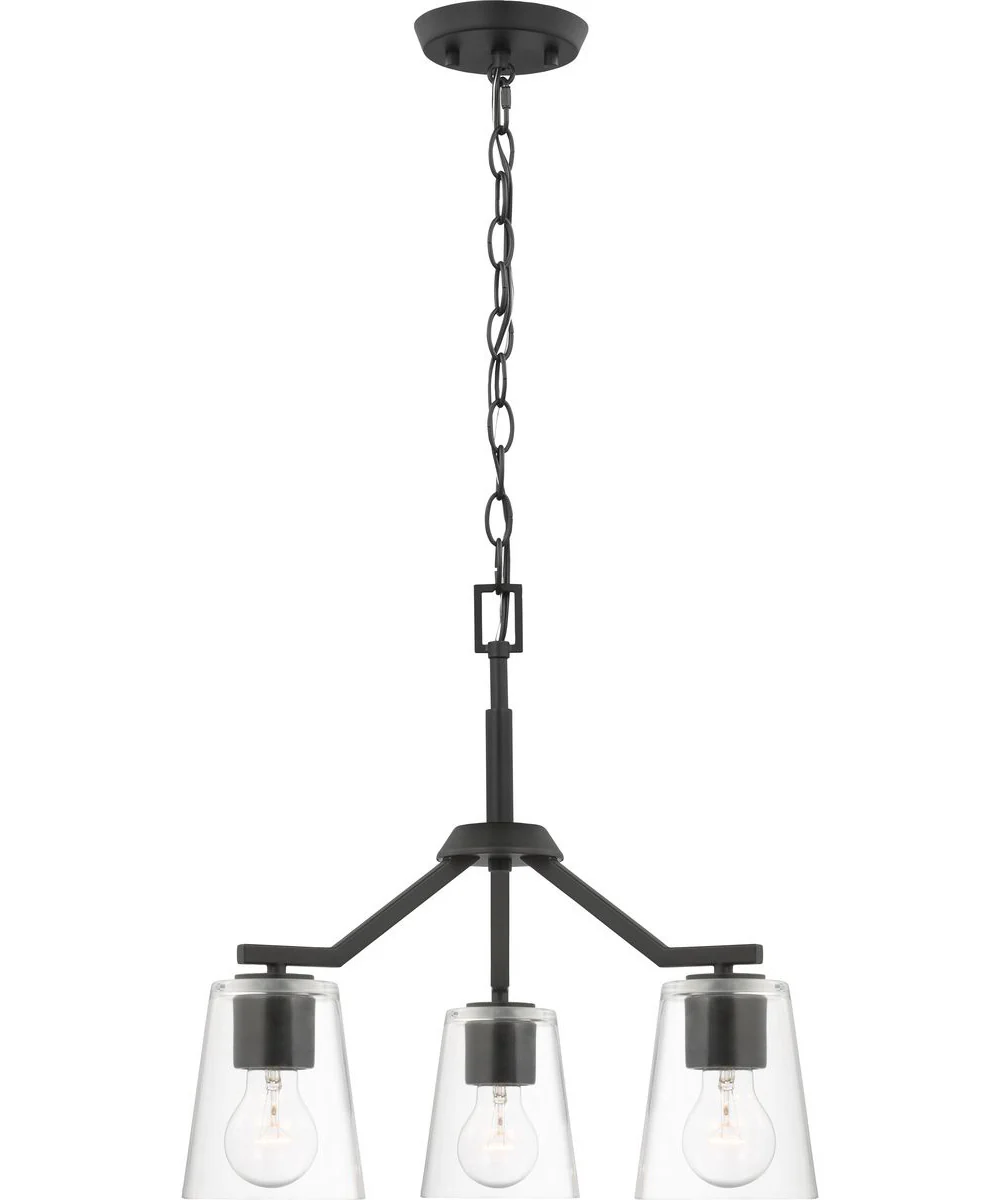 Vertex 3-Light Clear Glass Convertible Chandelier Matte Black - Image 7