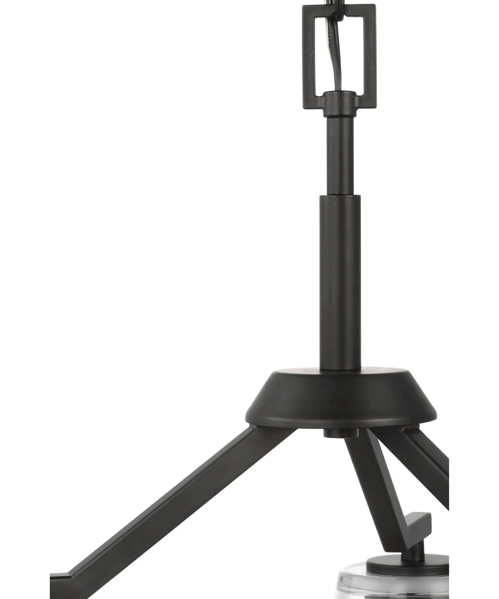 Vertex 3-Light Clear Glass Convertible Chandelier Matte Black - Image 8