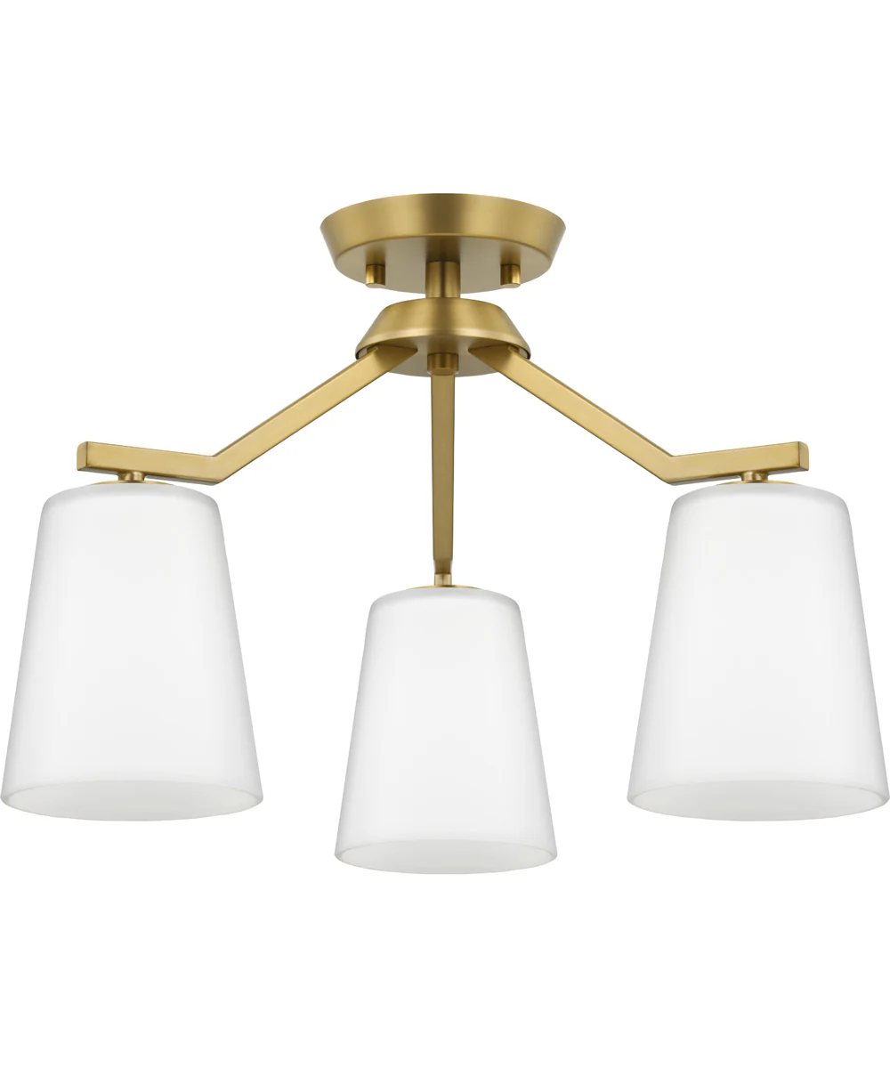 Vertex 3-Light Etched White Convertible Chandelier Brushed Gold