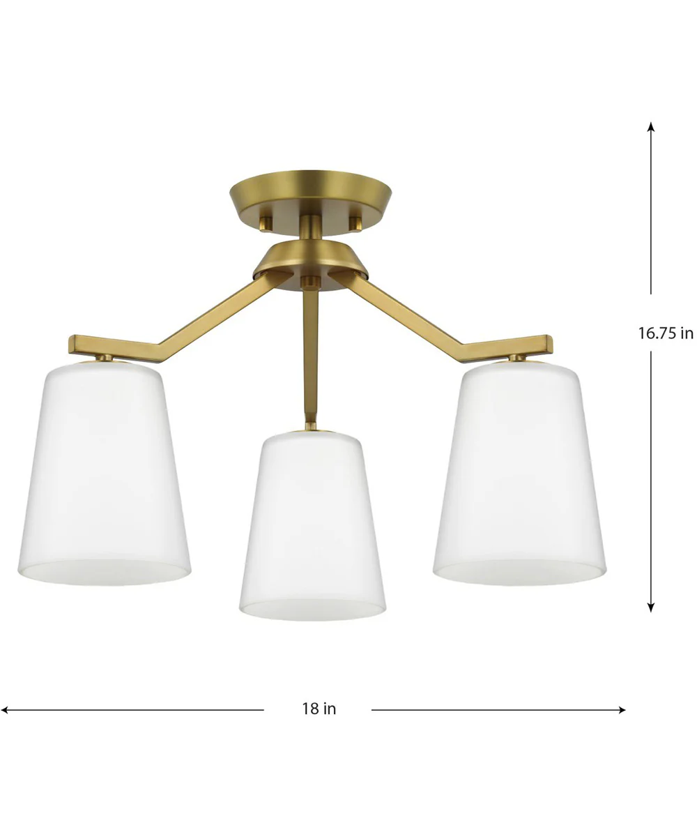 Vertex 3-Light Etched White Convertible Chandelier Brushed Gold - Image 4