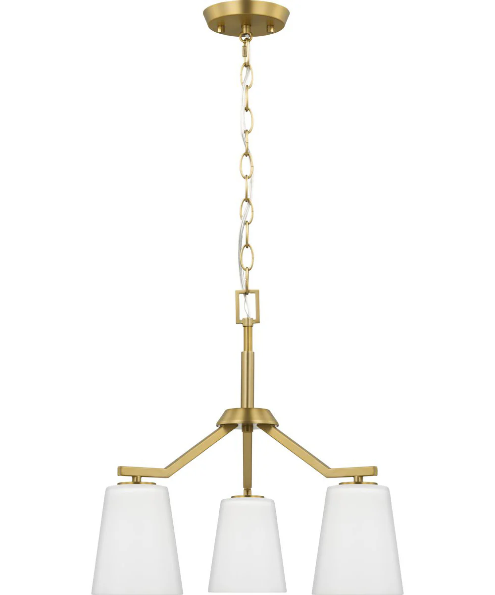 Vertex 3-Light Etched White Convertible Chandelier Brushed Gold - Image 6