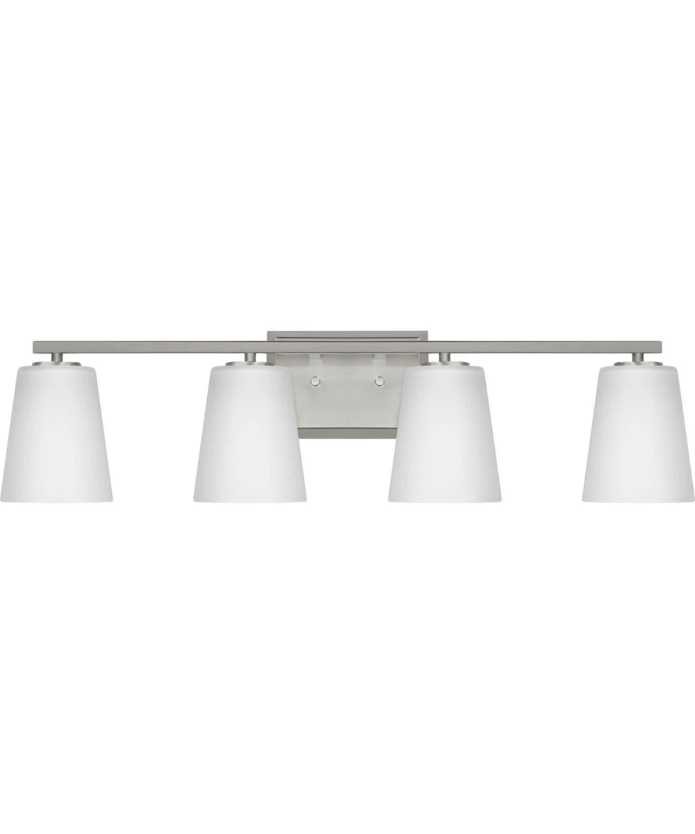 Vertex 4-Light Etched White Glass Contemporary Bath Light Brushed Nickel