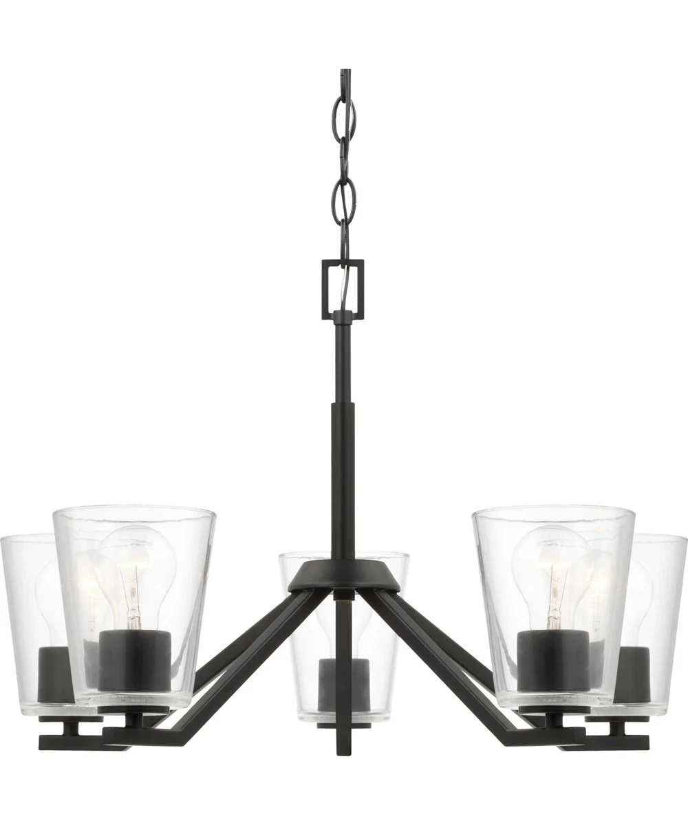 Vertex 5-Light Clear Glass Contemporary Chandelier Matte Black