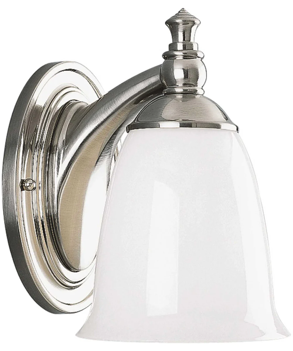 Victorian 1-Light White Opal Glass Farmhouse Bath Vanity Light Brushed Nickel - Image 2