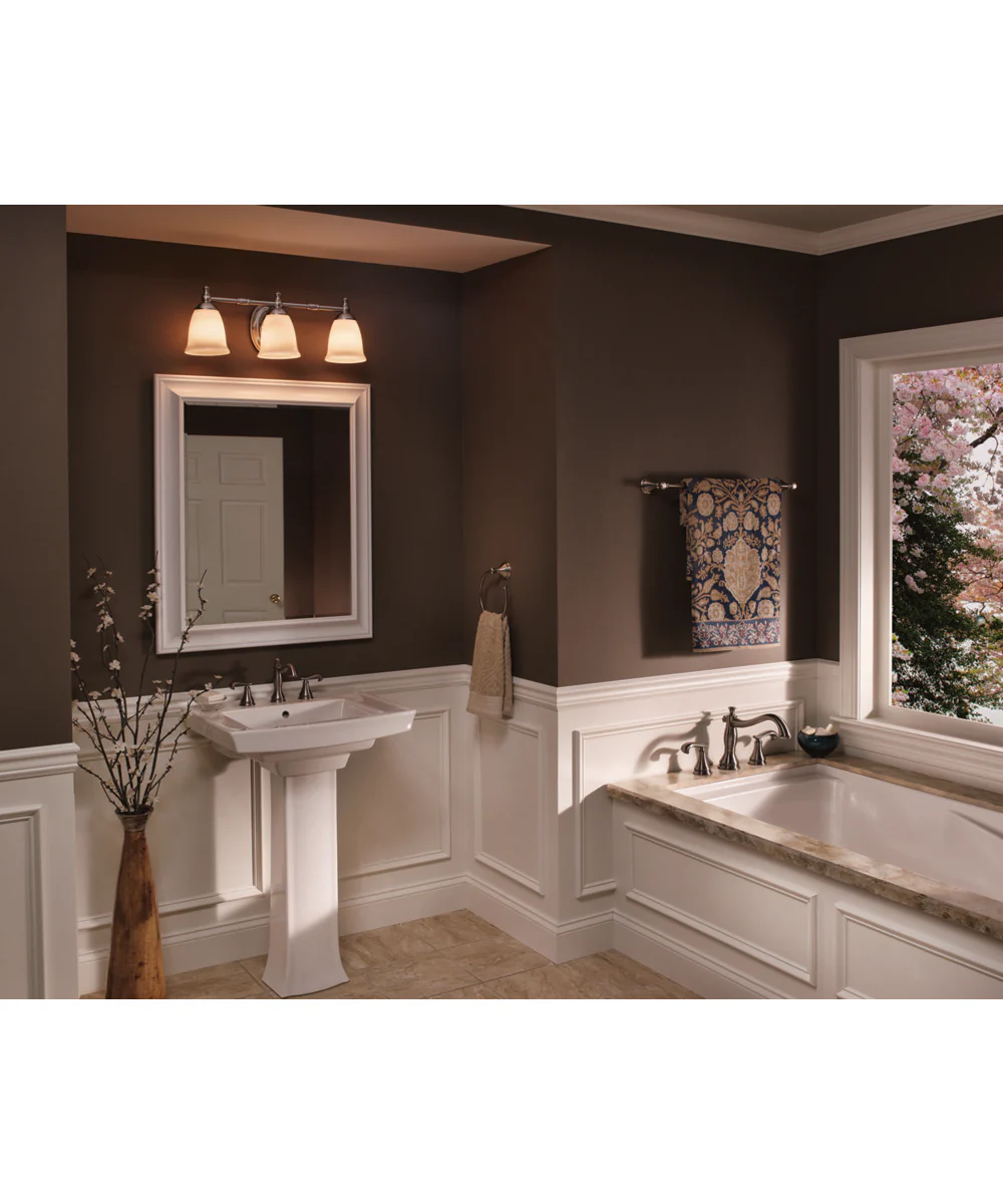 Victorian 3-Light White Opal Glass Farmhouse Bath Vanity Light Brushed Nickel - Image 3