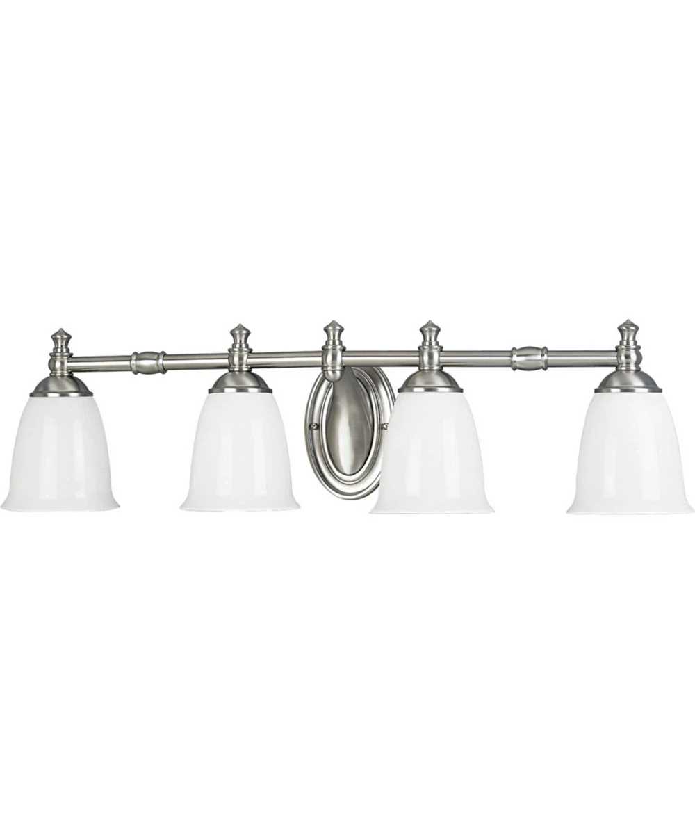 Victorian 4-Light White Opal Glass Farmhouse Bath Vanity Light Brushed Nickel - Image 2