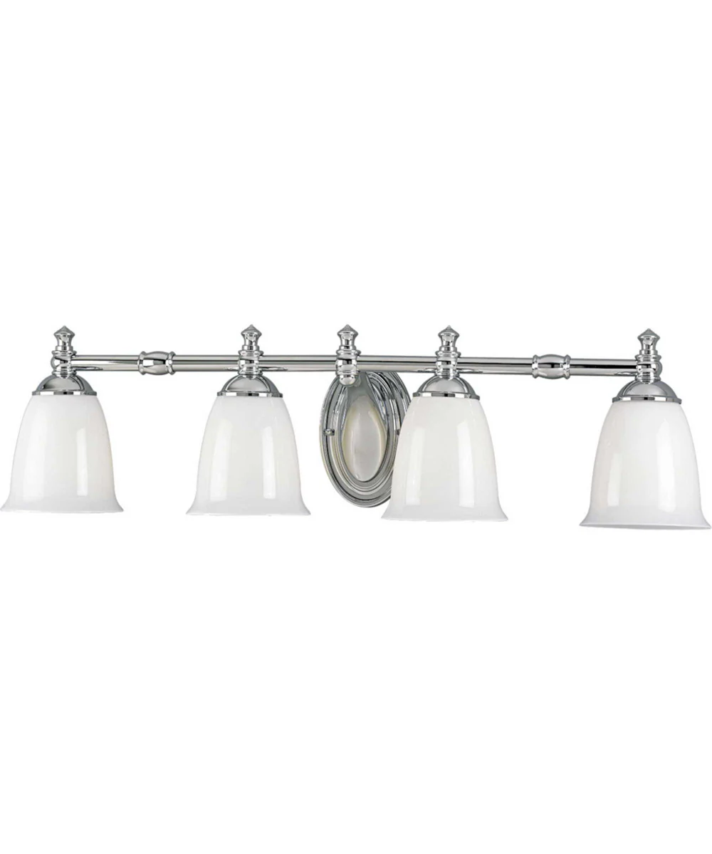 Victorian 4-Light White Opal Glass Farmhouse Bath Vanity Light Polished Chrome - Image 3