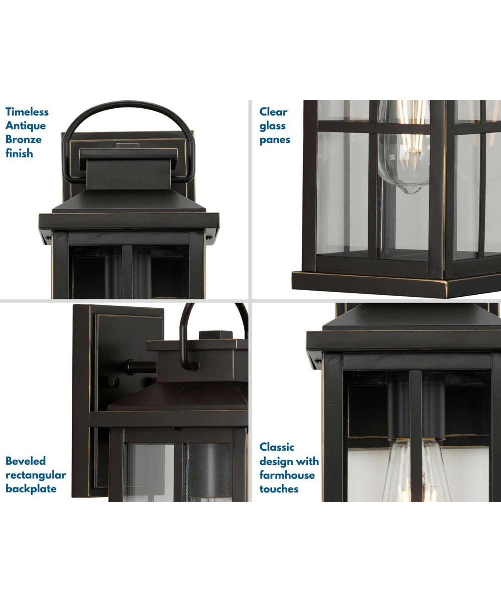 Williamston 1-Light Clear Glass Transitional Style Medium Outdoor Wall Lantern Antique Bronze - Image 4