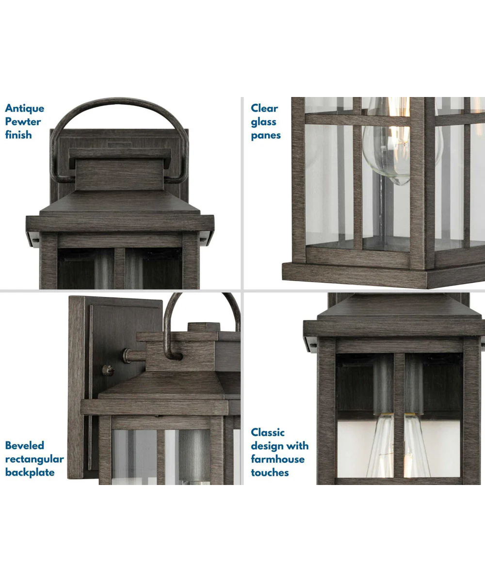 Williamston 1-Light Clear Glass Transitional Style Medium Outdoor Wall Lantern Antique Pewter - Image 5