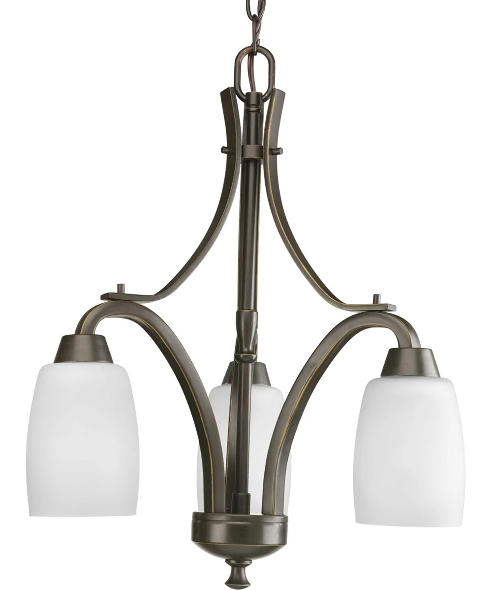 Wisten 3-Light Etched Glass Modern Chandelier Light Antique Bronze