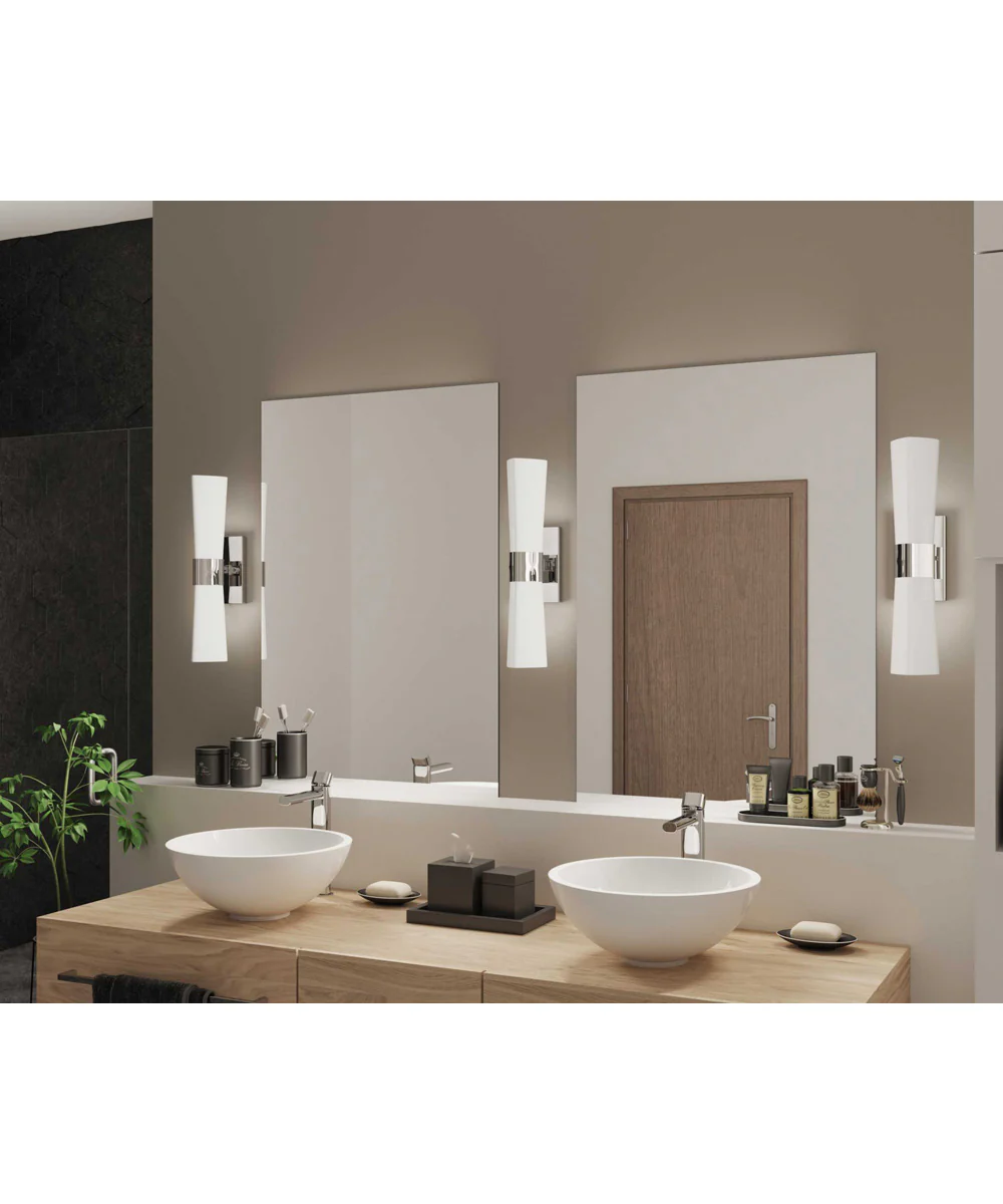 Zura 2-Light Etched Opal Glass Modern Bath Vanity Light Polished Chrome - Image 2