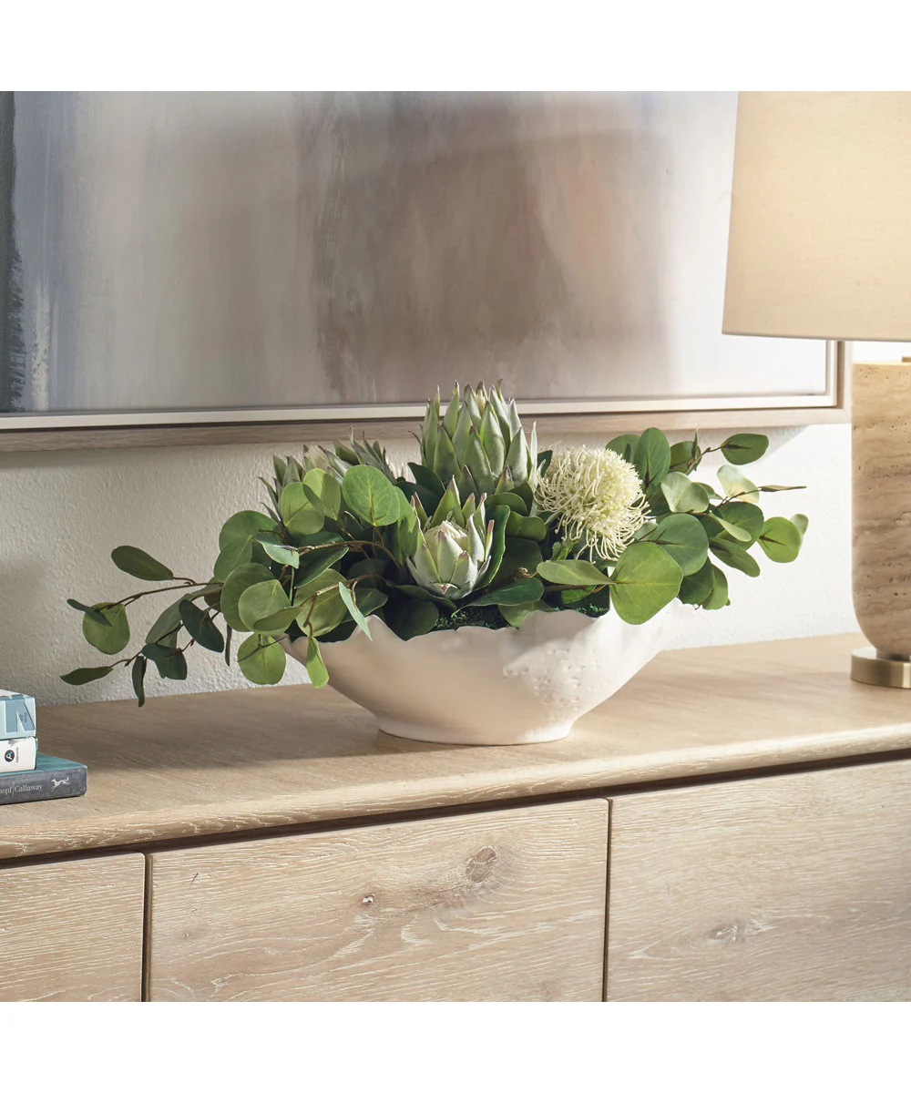 Protea Blooms White Bowl Centerpiece - Image 2