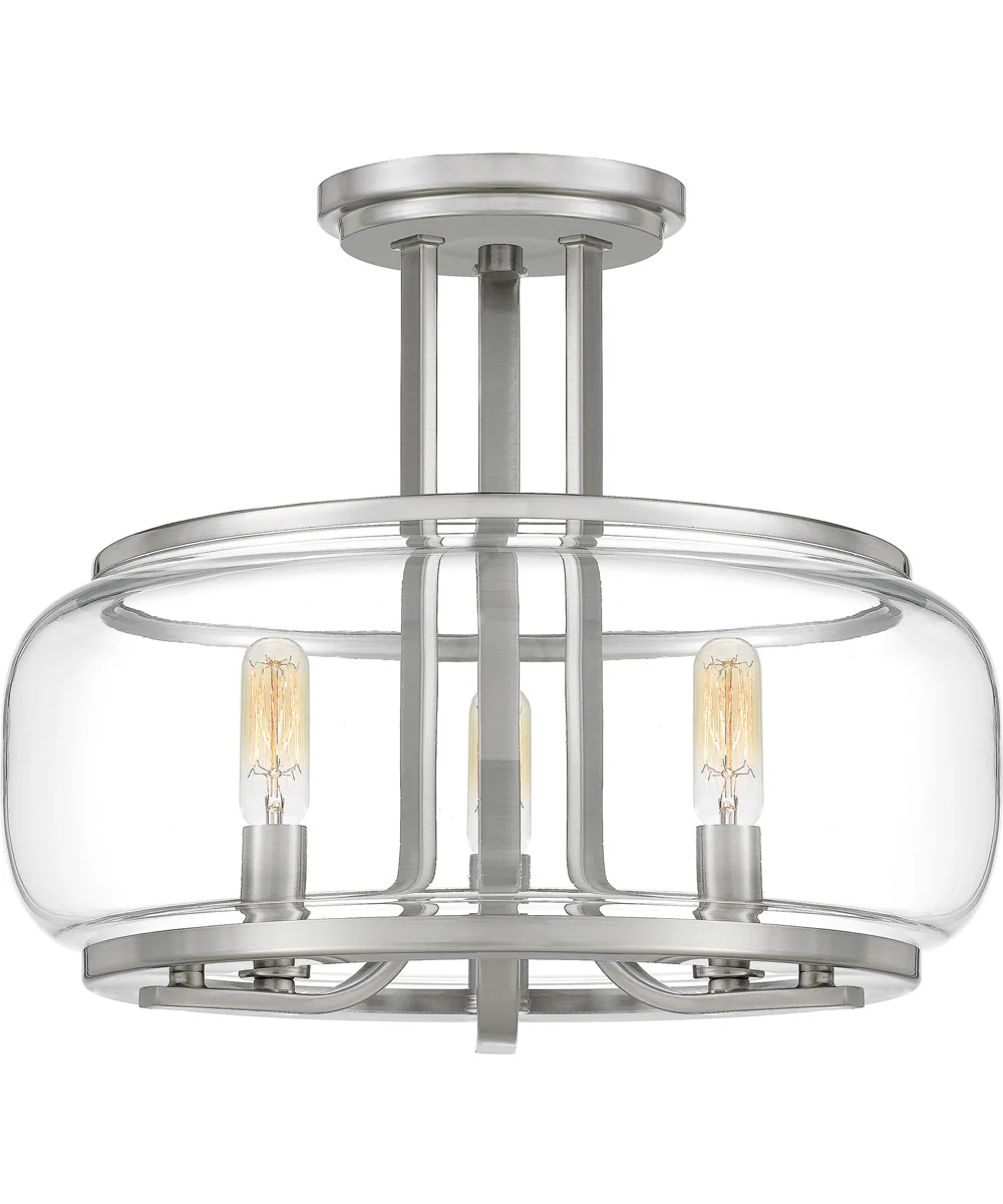 Pruitt Medium 3-light Semi Flush Mount Brushed Nickel