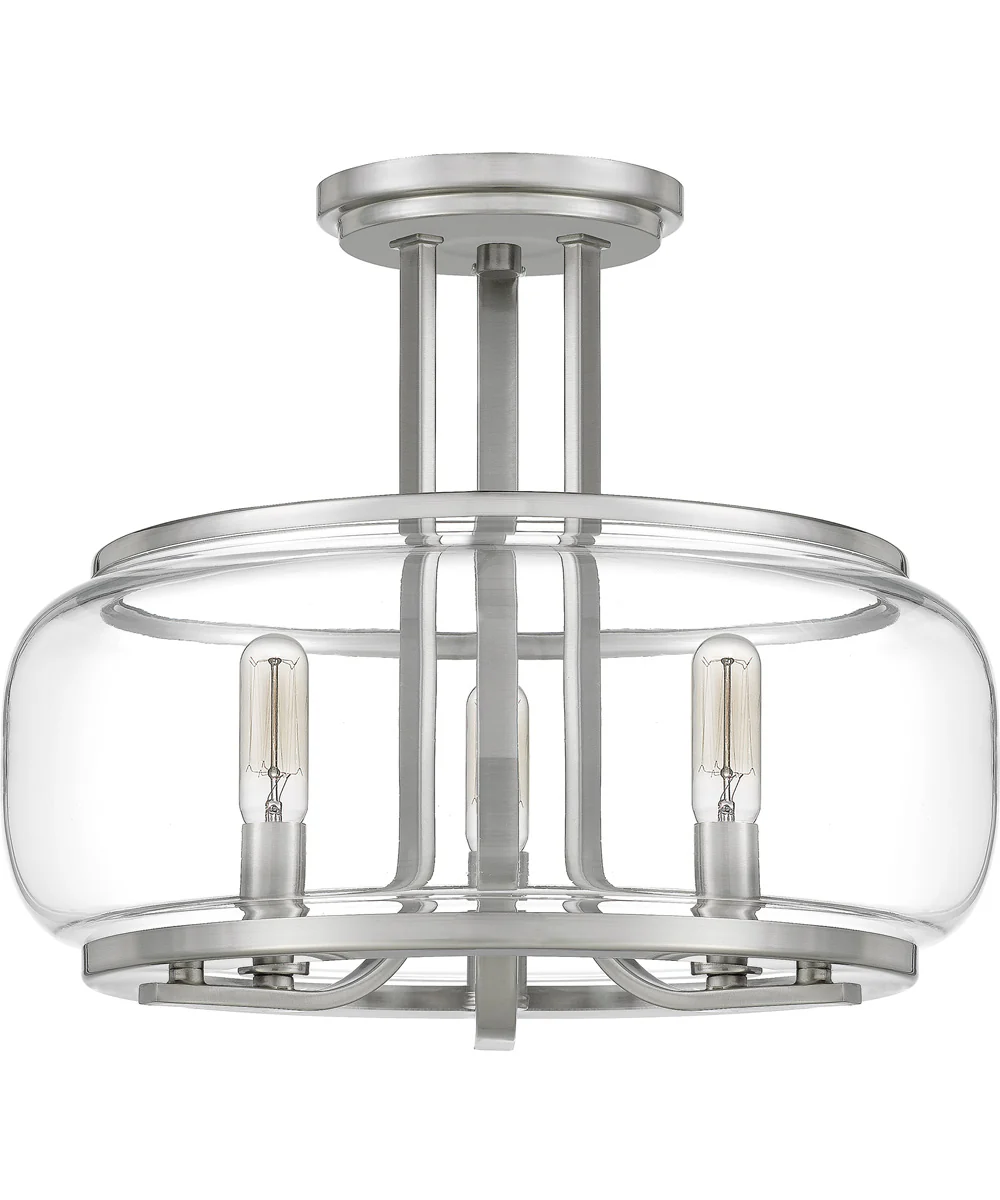 Pruitt Medium 3-light Semi Flush Mount Brushed Nickel - Image 3