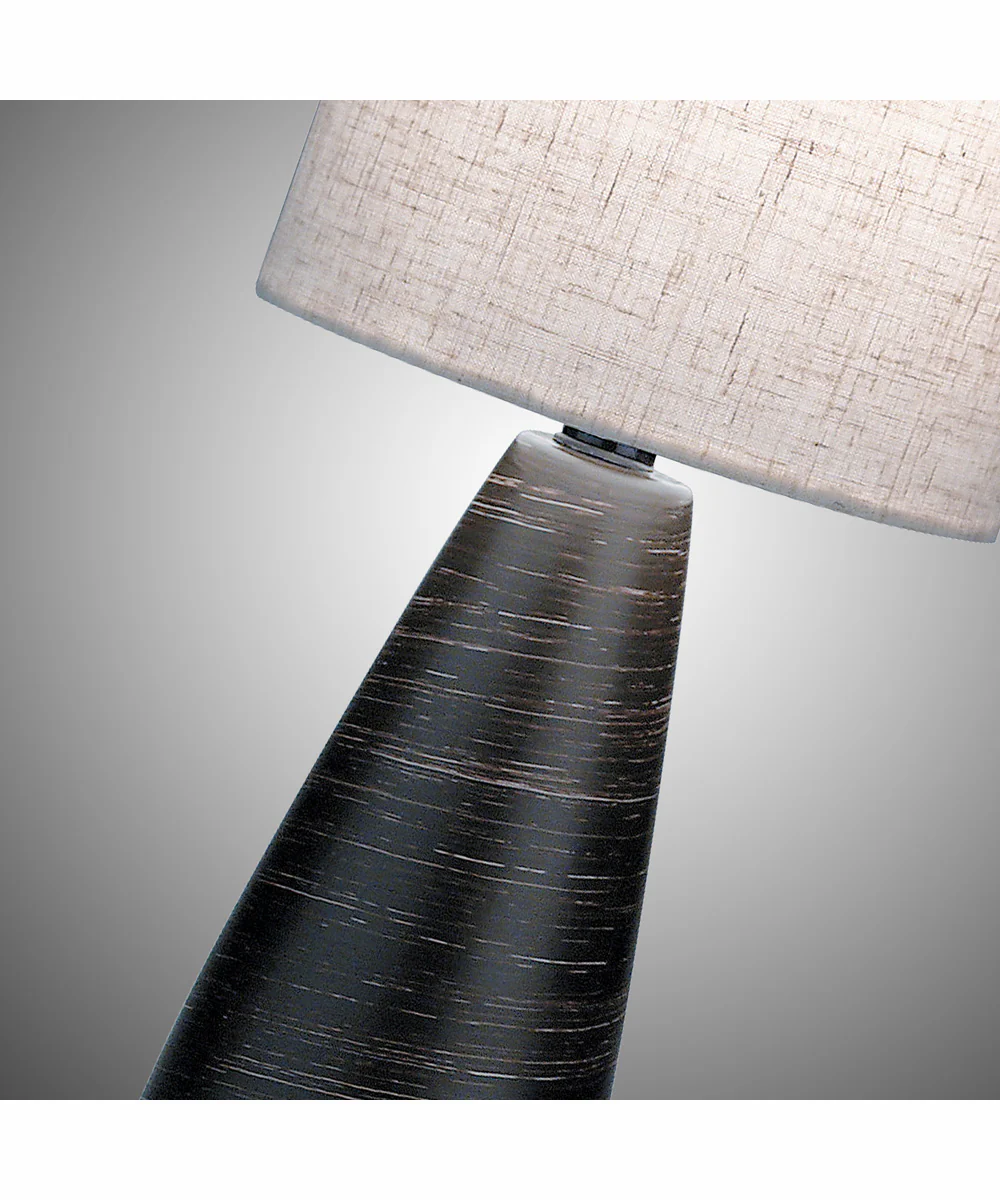 Quatro 1-Light Mini Table Lamp Brushed D.Bronze/Linen Shade - Image 2