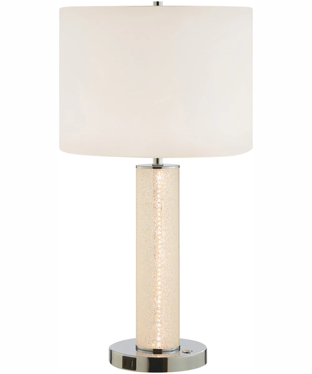 Quilla 1-Light Table Lamp With Led Diamond Acrylichrome/ White