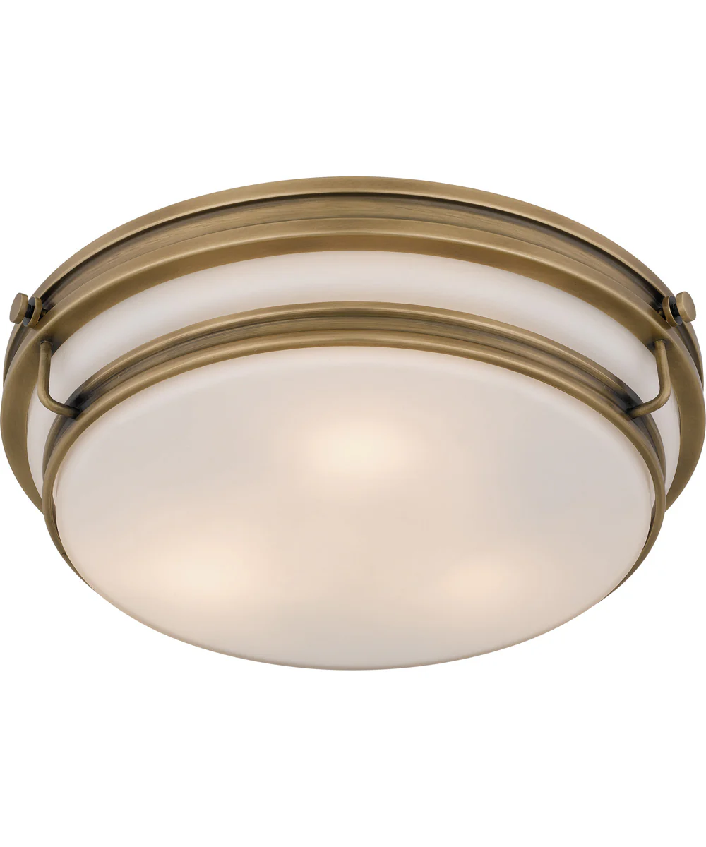 Quoizel Flush Mount Medium 3-light Flush Mount Weathered Brass - Image 4