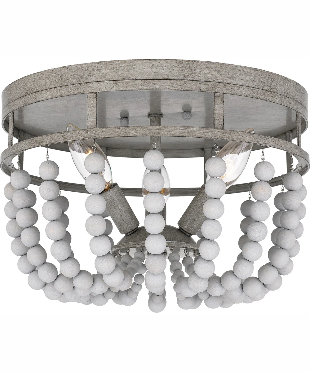 Quoizel Flush Mount Medium 3-light Flush Mount Weathered White Maple - Image 2