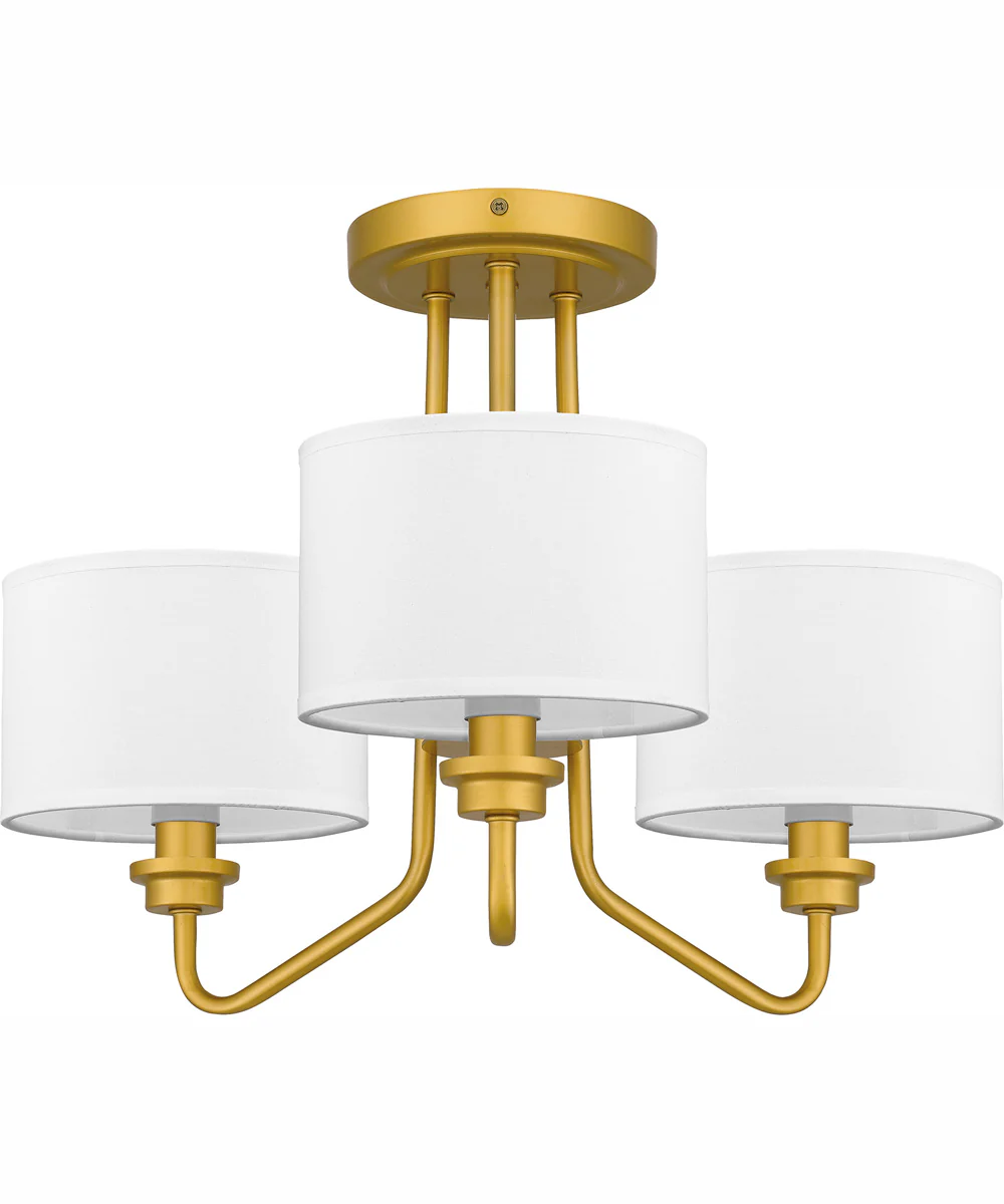 Quoizel Semi-Flush Mount Large 3-light Semi Flush Mount Painted Brass - Image 3