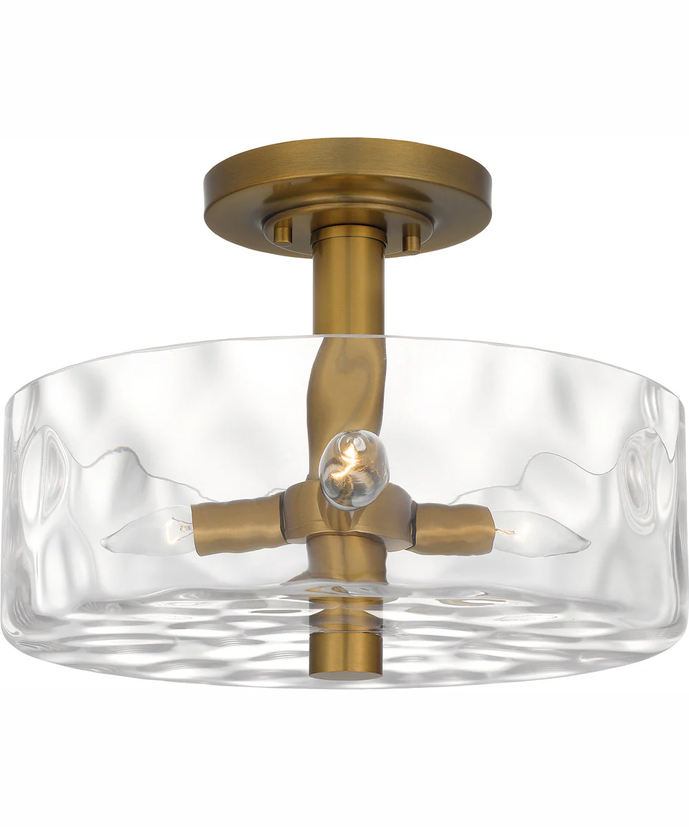 Quoizel Semi-Flush Mount Medium 3-light Semi Flush Mount Aged Brass