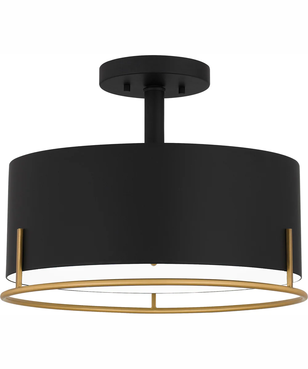 Quoizel Semi-Flush Mount Medium 3-light Semi Flush Mount Matte Black - Image 2