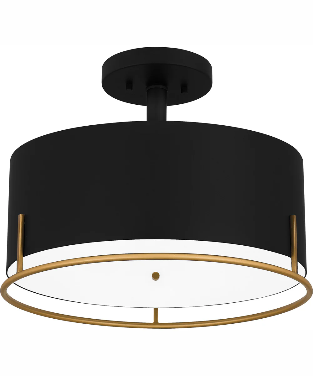 Quoizel Semi-Flush Mount Medium 3-light Semi Flush Mount Matte Black - Image 5