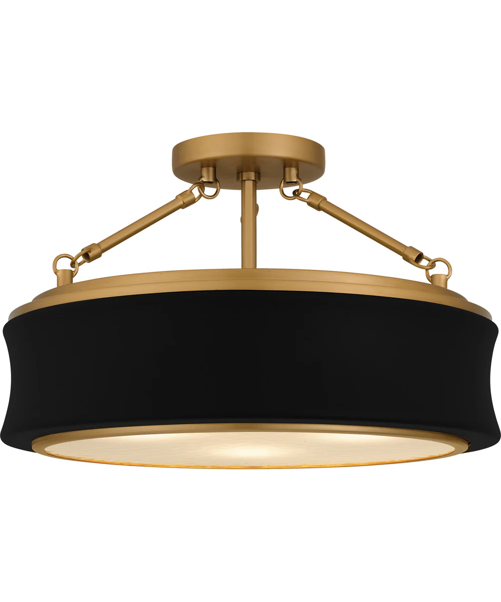 Quoizel Semi-Flush Mount Medium 3-light Semi Flush Mount Matte Black