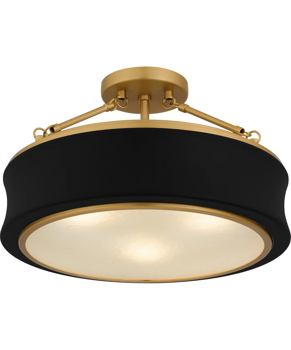 Quoizel Semi-Flush Mount Medium 3-light Semi Flush Mount Matte Black - Image 4
