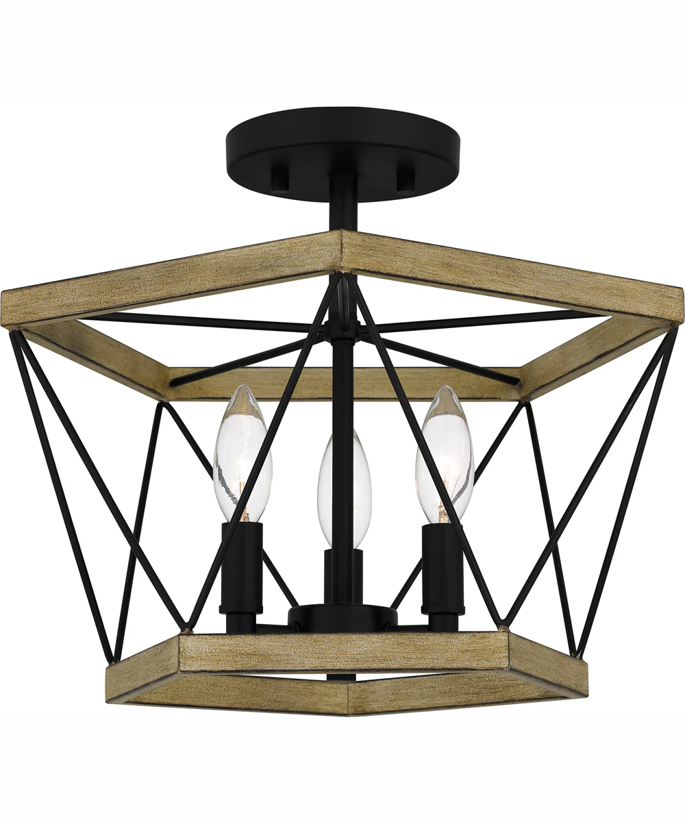 Quoizel Semi-Flush Mount Medium 3-light Semi Flush Mount Whitewashed Walnut - Image 2