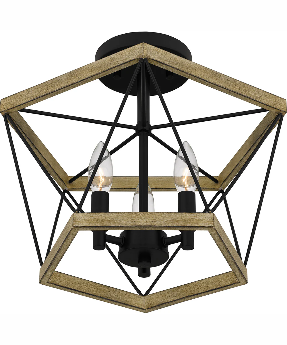 Quoizel Semi-Flush Mount Medium 3-light Semi Flush Mount Whitewashed Walnut - Image 5