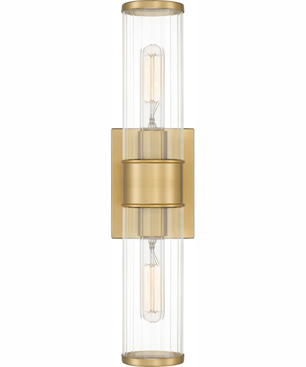 Quoizel Wood Small 2-light Wall Sconce Aged Brass