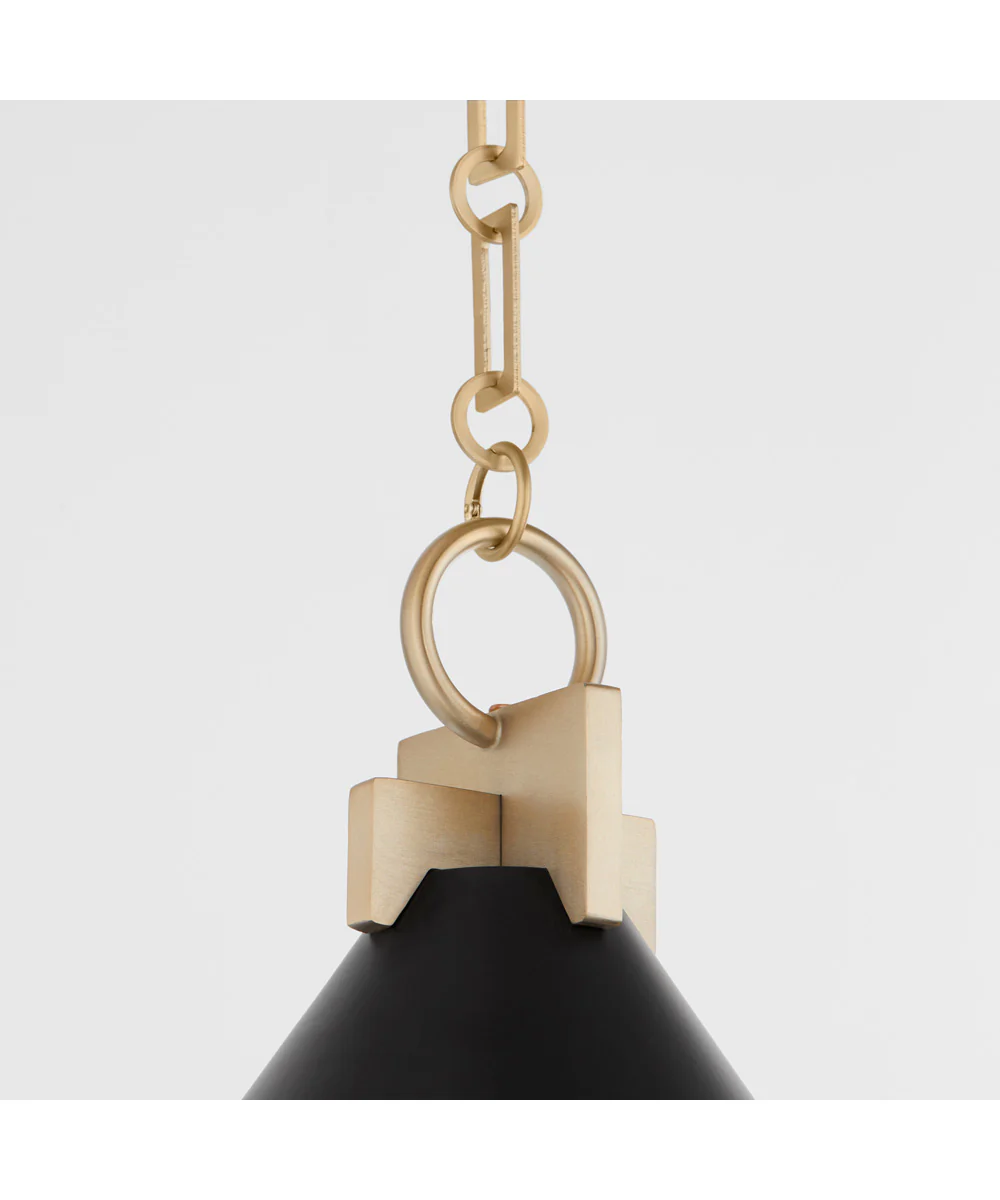 1-light Pendant Matte Black w/ Aged Brass - Image 4