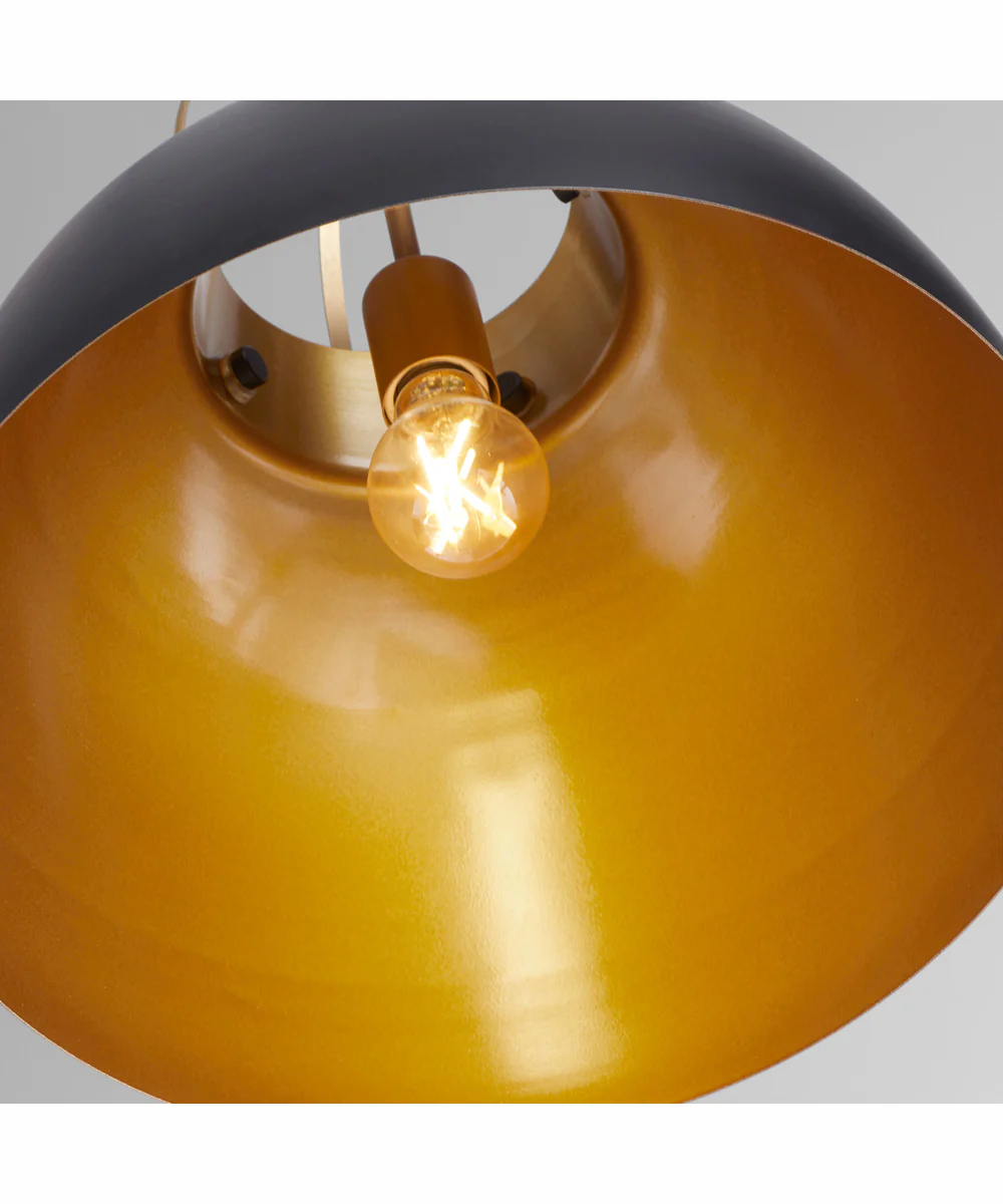 1-light Pendant Matte Black w/ Aged Brass - Image 3