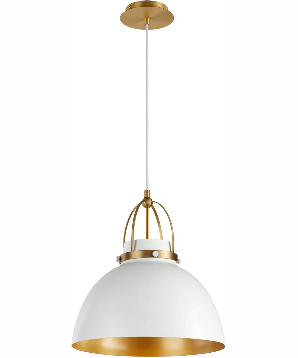 1-light Pendant Studio White w/ Aged Brass