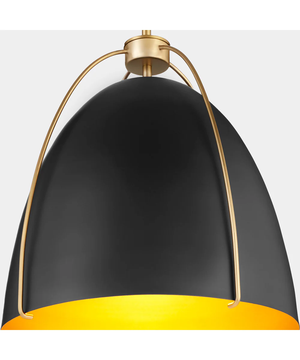3-light Pendant Matte Black w/ Aged Brass - Image 3
