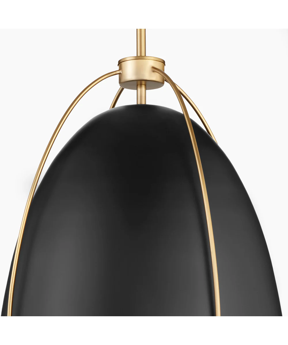 3-light Pendant Matte Black w/ Aged Brass - Image 4
