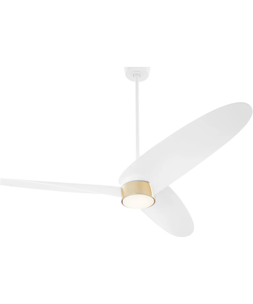 60" Brisa 1-light LED Patio Ceiling Fan Studio White w/ Aged Brass - Image 5