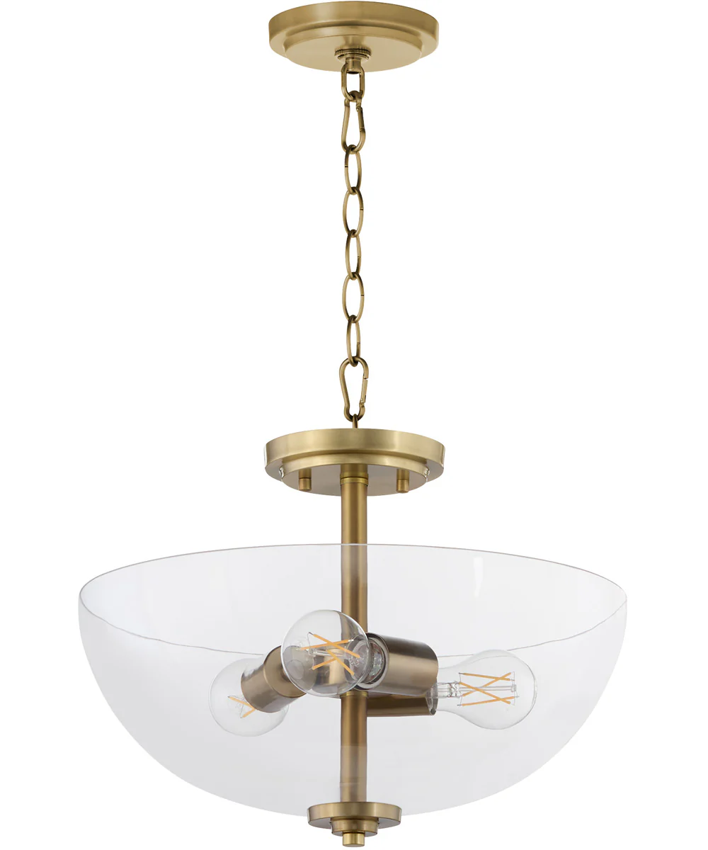 Adams 3-light Dual Mount Light Fixture Aged Brass