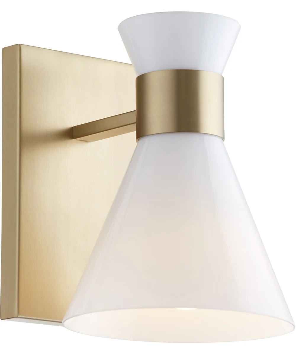 Beldar 1-light Wall Mount Light Fixture Aged Brass w/ Gloss Opal - Image 3