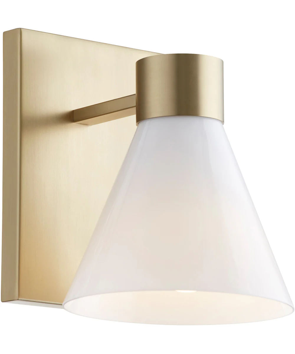 Beldar 1-light Wall Mount Light Fixture Aged Brass w/ Gloss Opal - Image 7
