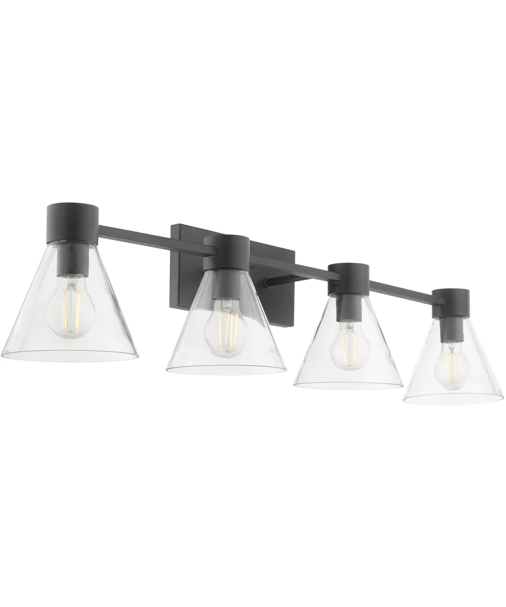 Beldar 4-light Bath Vanity Light Matte Black w/ Clear Glass - Image 6