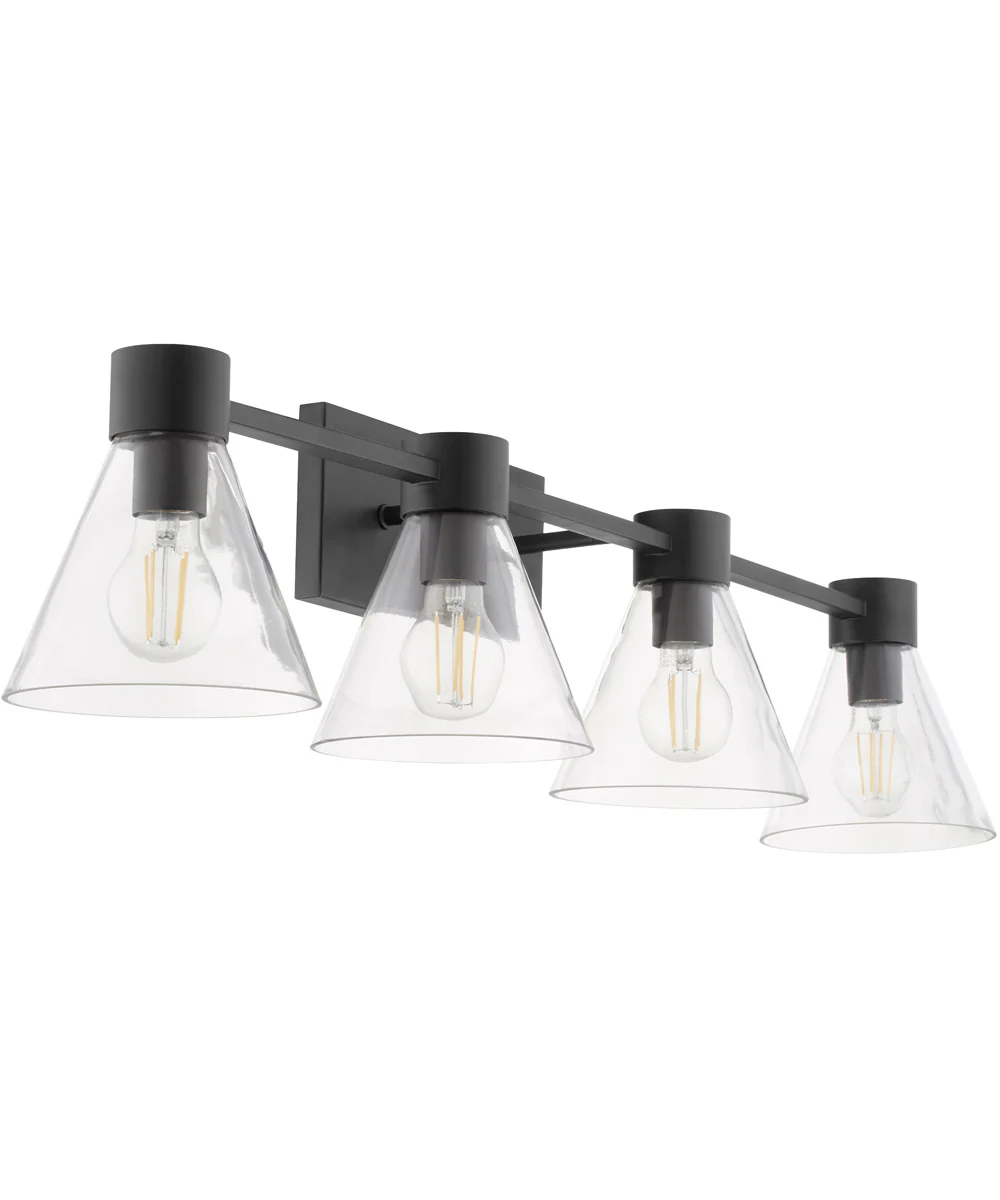 Beldar 4-light Bath Vanity Light Matte Black w/ Clear Glass - Image 7