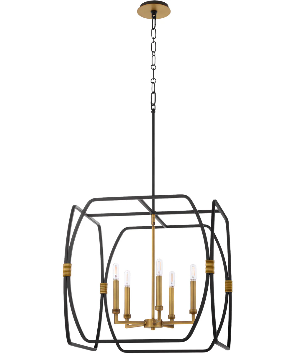 Bishop 5-light Pendant Matte Black|Brushed Brass