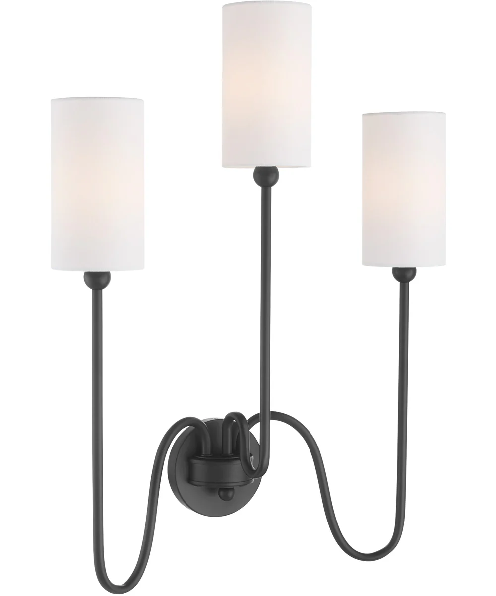 Tamara Day's Charlotte 3-light Wall Mount Light Fixture Matte Black - Image 3